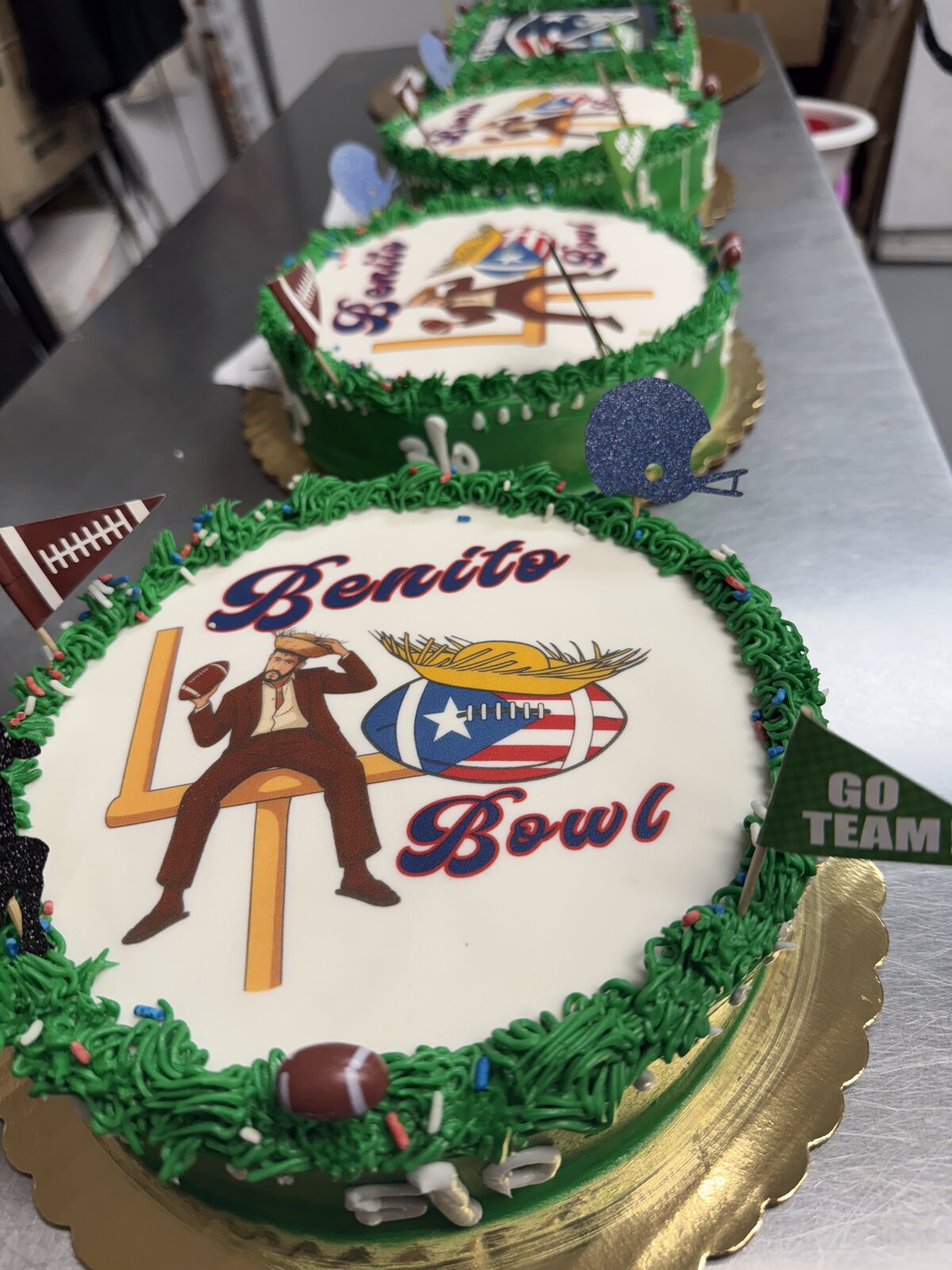 Sports-theme sheet cakes at Lu's Cafe & Bakery