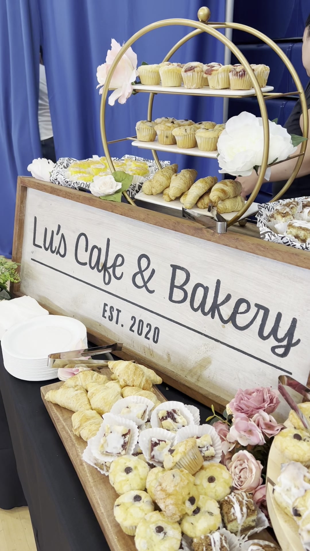 Lu's catering display at a Lawrence community partnership event