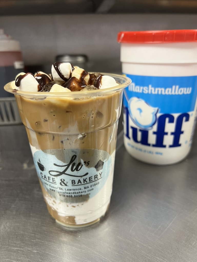 Iced marshmallow fluff mocha at Lu's Cafe & Bakery