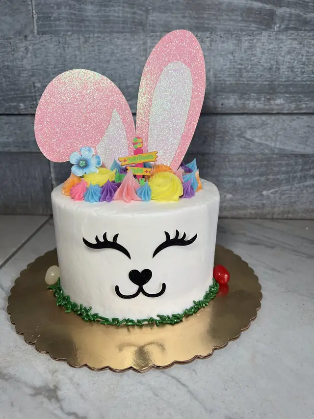 Easter bunny face cake at Lu's Cafe & Bakery