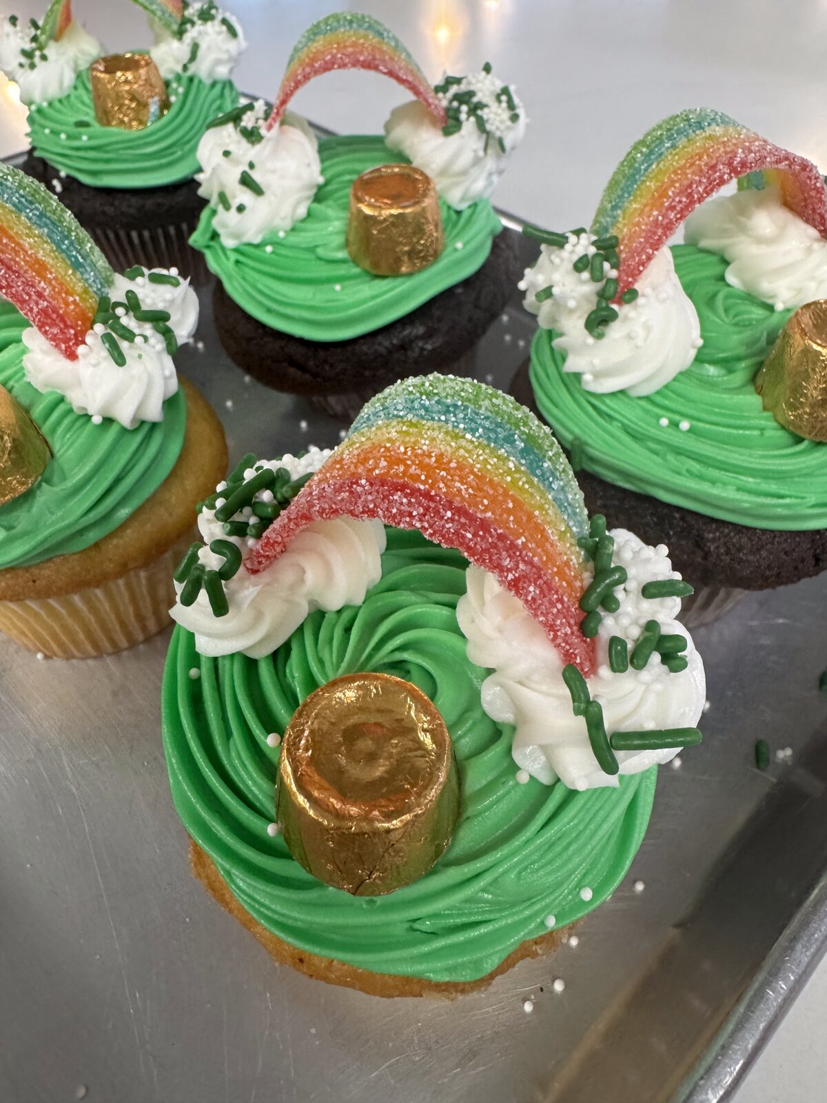 St. Patrick's Day rainbow cupcakes at Lu's