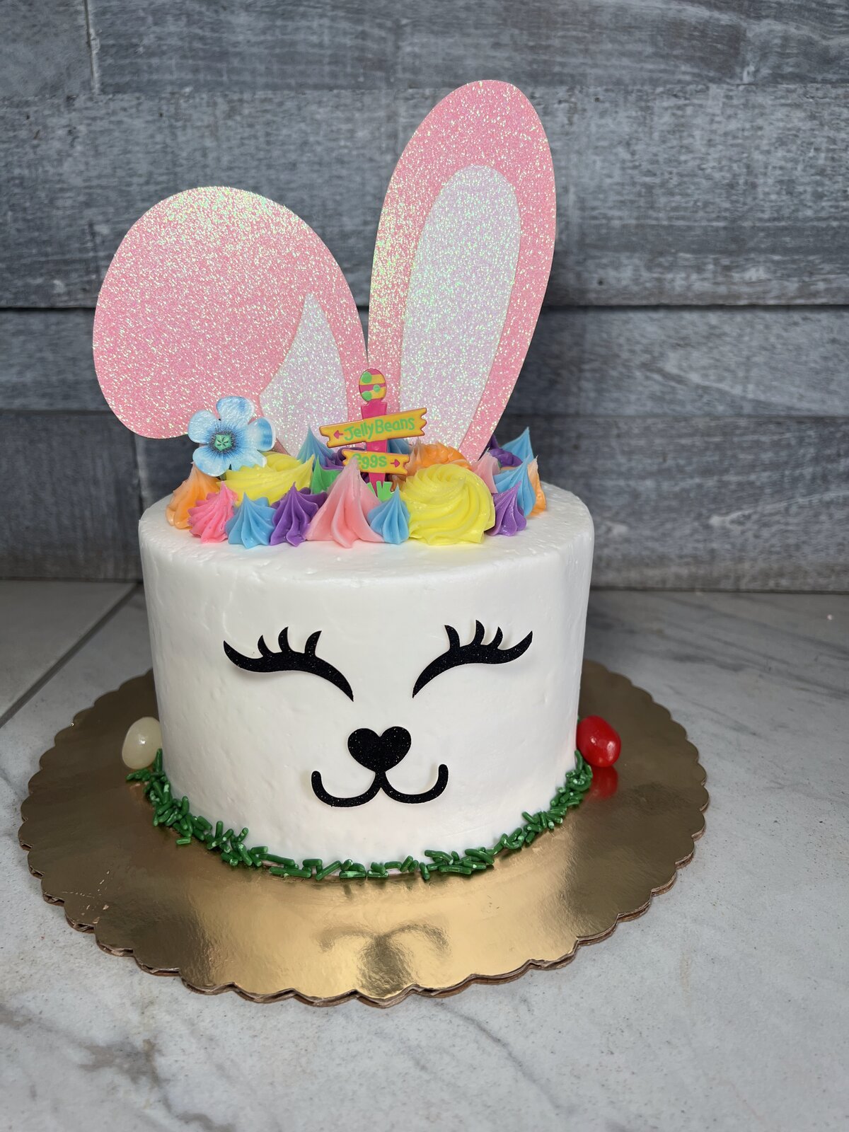 Easter bunny face cake at Lu's Cafe & Bakery